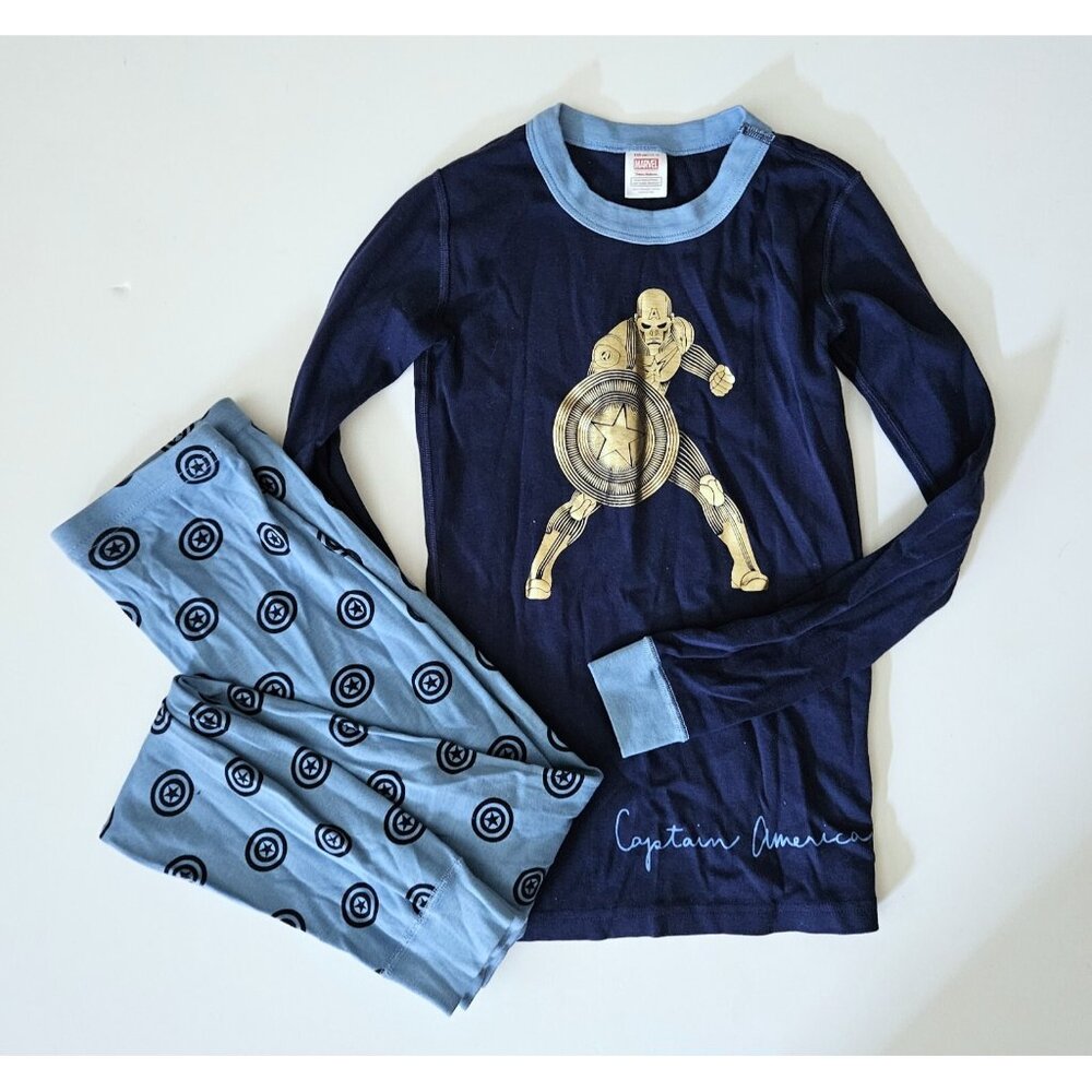 Hanna Andersson 150 12 Long John Marvel Captain America Pajamas Set